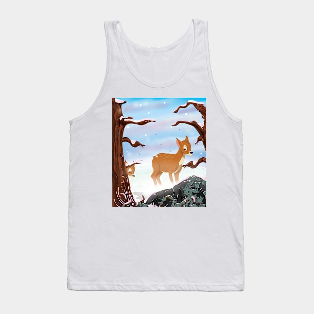 Deer in the Snow Tank Top by nickemporium1